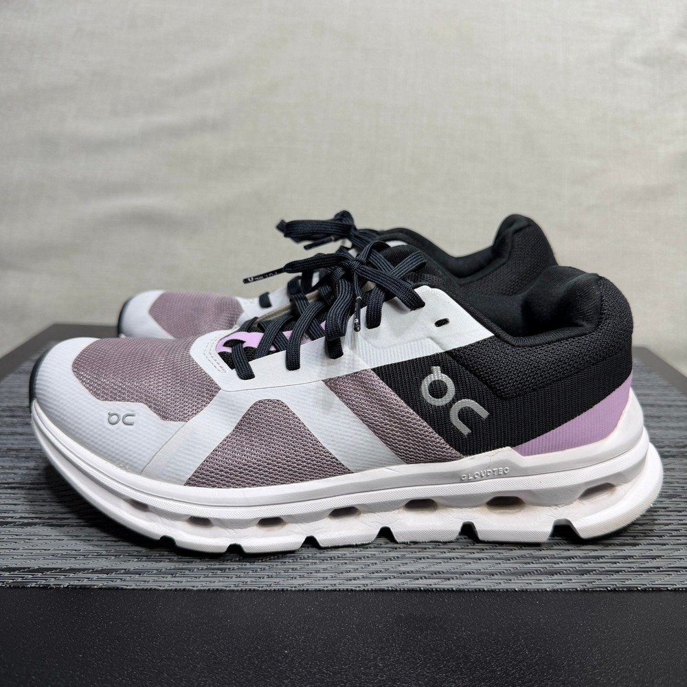 On Cloudrunner Running Shoes - Womens 6.5 - White Black Purple 46.98641